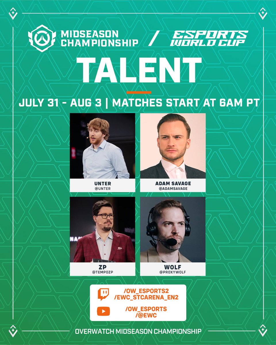 This line-up is  S T A C K E D 🔥

Here are both crews bringing you the action when #OWCSMSC kicks off July 31!