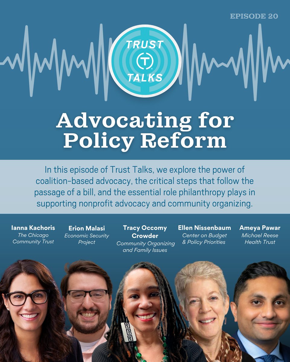 The Chicago Community Trust (@chitrust) on Twitter photo Start your week with the latest #TrustTalks! In Episode #20, we explore the power of coalition-based advocacy, the steps that follow the passage of a bill, and the essential role #philanthropy plays in supporting nonprofit advocacy & community organizing. cct.org/stories/trust-… Start your week with the latest #TrustTalks! In Episode #20, we explore the power of coalition-based advocacy, the steps that follow the passage of a bill, and the essential role #philanthropy plays in supporting nonprofit advocacy & community organizing. cct.org/stories/trust-…