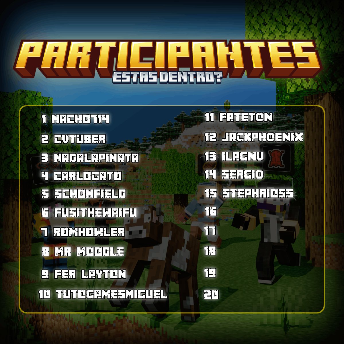 El bingo del teton aumenta los cupos🌟
Ya tenemos a los primeros participantes 🏆
Quieres ser parte de este divertido evento🤔
✅Dale RT🔁
❤️ like
⬇Llena el formulario⬇️ 
forms.gle/ag8q5n5Pndtr3g…