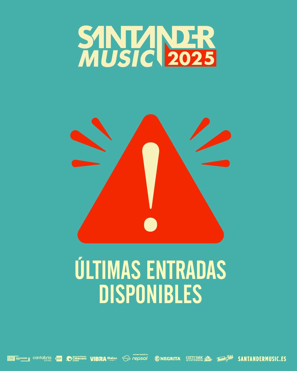 Santander Music (@santandermusic) on Twitter photo ¡Últimas entradas a punto de volar! ⚠️
Sol, mar, temazos y ese momentazo de cantar con tus amigxs como si no hubiera un mañana 🌊🎶
¡No te lo puedes perder!🙌🔥
santandermusic.es
#SantanderMusic2025
<a href="/cant_infinita/">Cantabria Infinita</a> <a href="/TurismoSDR/">Turismo Santander</a> <a href="/CLebaniego/">Camino Lebaniego</a> <a href="/SDRCreativa/">Santander Creativa</a> ¡Últimas entradas a punto de volar! ⚠️
Sol, mar, temazos y ese momentazo de cantar con tus amigxs como si no hubiera un mañana 🌊🎶
¡No te lo puedes perder!🙌🔥
santandermusic.es
#SantanderMusic2025
<a href="/cant_infinita/">Cantabria Infinita</a> <a href="/TurismoSDR/">Turismo Santander</a> <a href="/CLebaniego/">Camino Lebaniego</a> <a href="/SDRCreativa/">Santander Creativa</a>