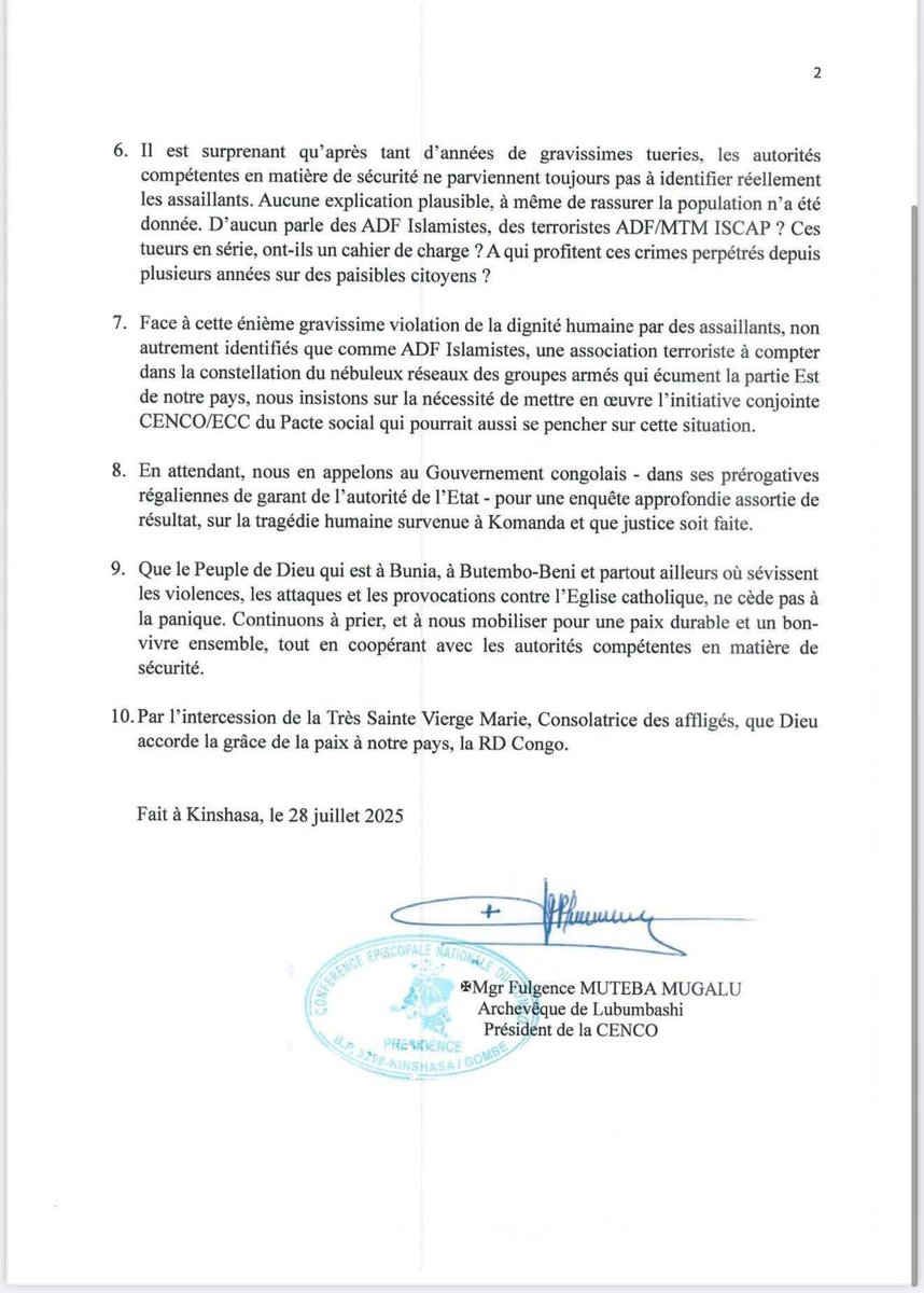YvesBuya1's tweet image. Reaction de la CENCO aux massacres en #Ituri: « Il est surprenant qu'après tant d'années de gravissimes tueries, les autorités compétentes en matière de sécurité ne parviennent toujours pas à identifier réellement les assaillants. Aucune explication plausible, à même de rassurer…