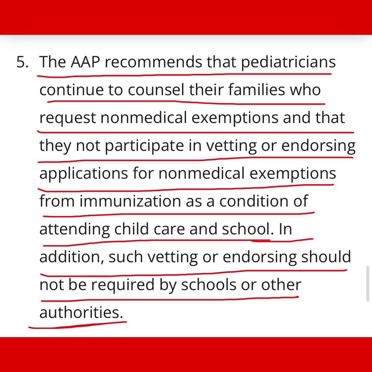 🚨BREAKING🚨
The American Academy of Pediatrics has made a statemet aiming to get rid of ALL non-medical vaccine exemptions for ALL 50 states and American territories! That would mean ZERO religious exempions and ZERO personal belief exemptions for ALL students! 

Full statement: