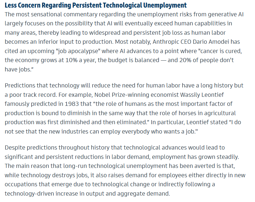 GS: "Predictions technology will reduce the need for human labor have a long history but a poor track record... while technology destroys jobs, it also raises demand for employees either directly in new occupations or indirectly via technology-driven increase in aggregate demand"
