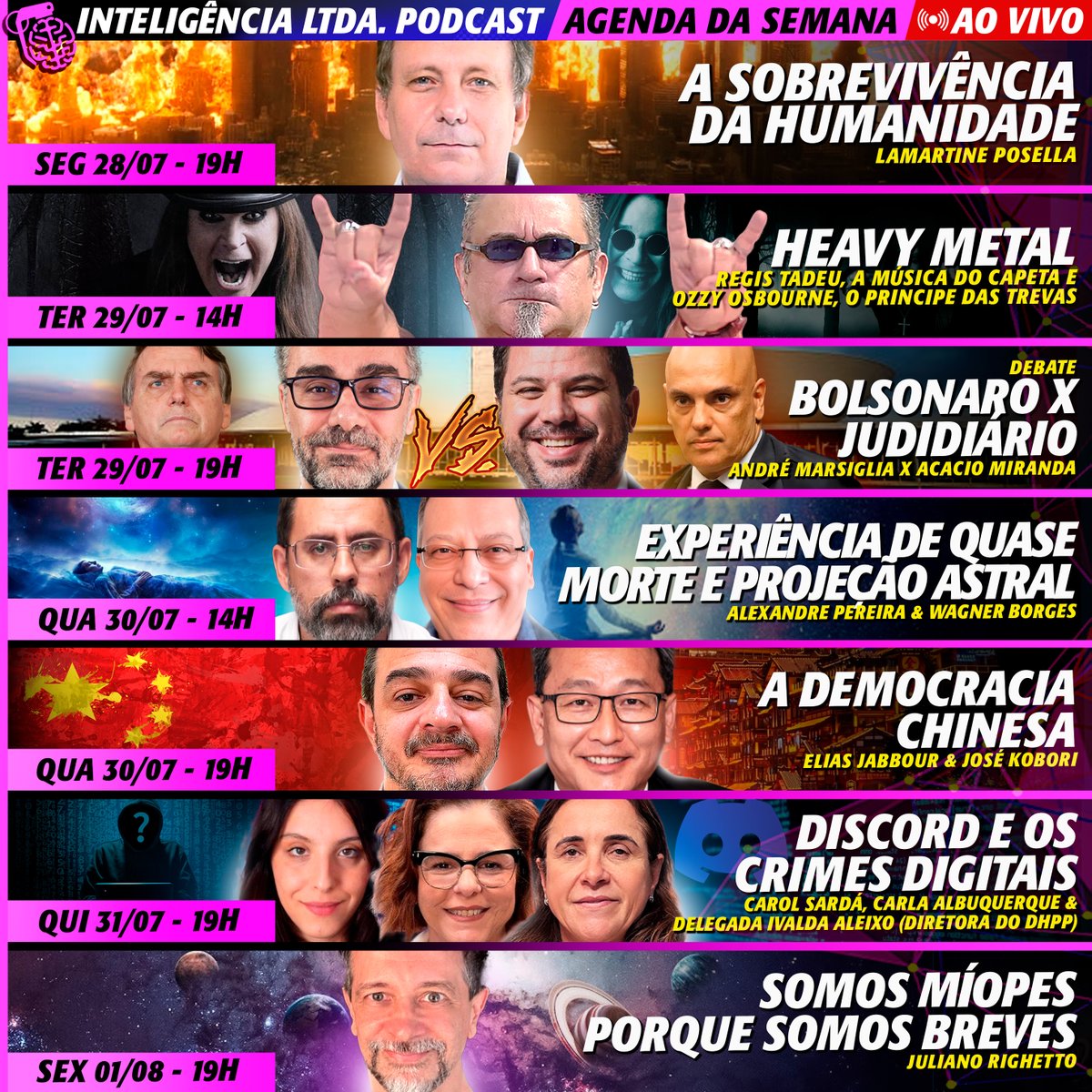 AGENDA DA SEMANA 💣 TÁ BRABA!

- SEGUNDA 19h - <a href="/PrLamartine/">Lamartine Posella</a>
- TERÇA 14h - <a href="/RegissTadeu/">Regis Tadeu</a>
- TERÇA 19h - <a href="/marsiglia_andre/">Andre Marsiglia</a> X Acacio Miranda
- QUARTA 14h - Alexandre Pereira &amp; Wagner Borges
- QUARTA 19h - <a href="/eliasjabbour/">Elias Jabbour 🇧🇷 🇱🇧 🇵🇸</a> &amp; <a href="/JoseKobori/">José Kobori</a>
- QUINTA 19h - Carolline Sardá, <a href="/carlabuq/">Carla Albuquerque</a> &amp; Ivalda