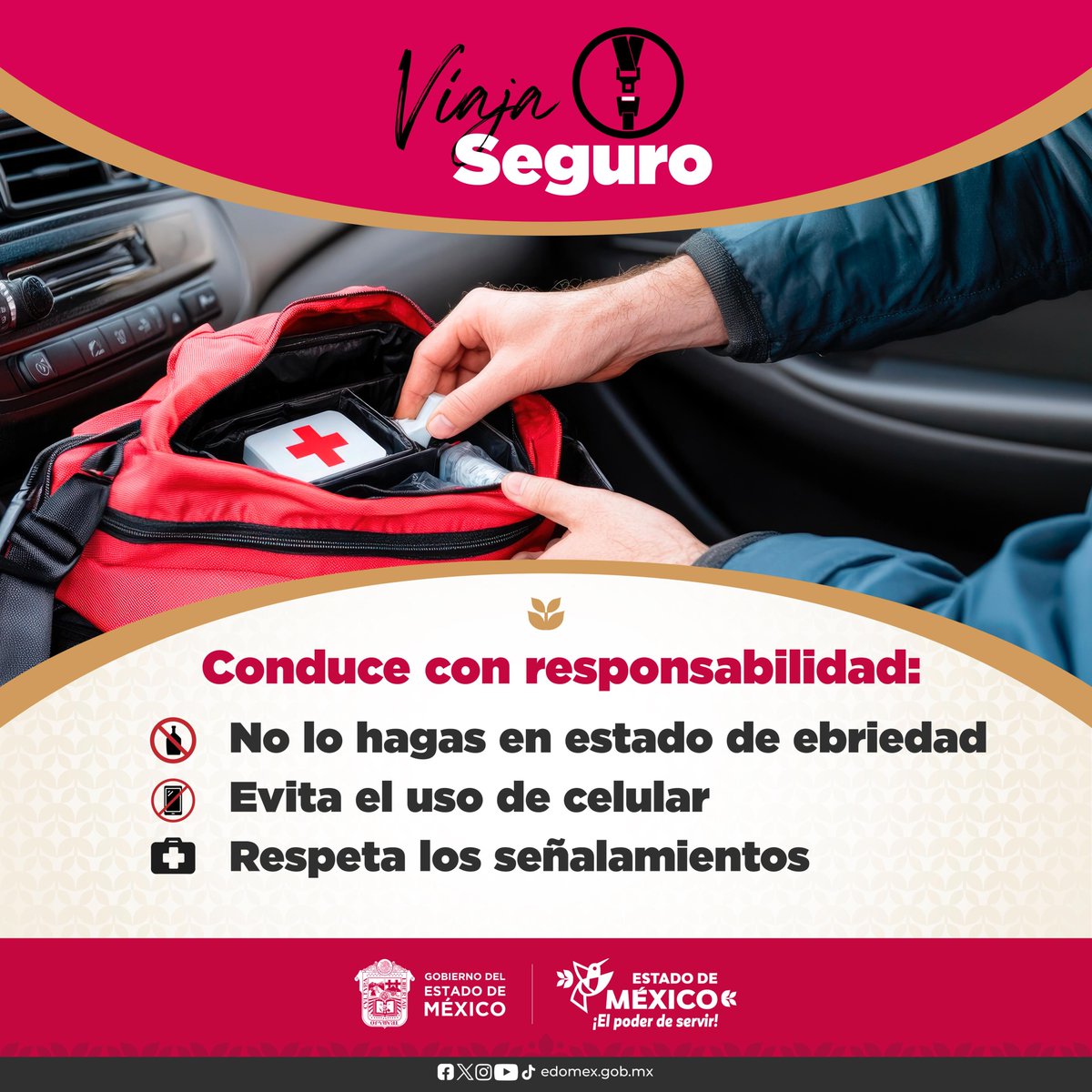 #ViajaSeguro | No hay mejor viaje que aquel que comienza con seguridad. En estas vacaciones no manejes en estado inconveniente, evita utilizar el celular y respeta los señalamientos.
#ElPoderDeServir