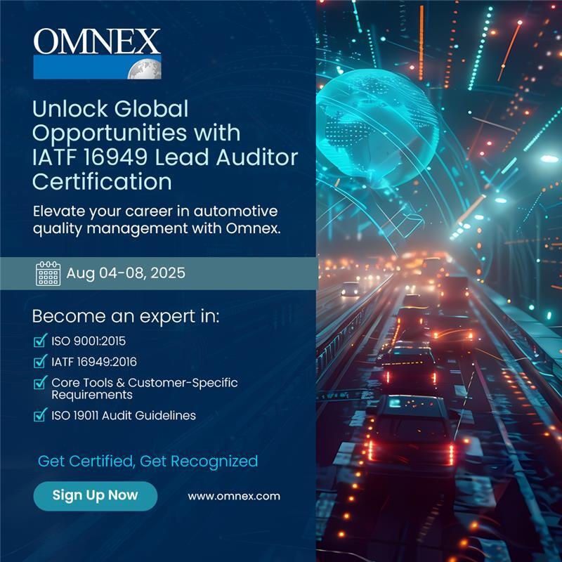 Don’t miss the opportunity to become a certified lead auditor for one of the most recognized automotive QMS standards!
Register Now: hubs.li/Q03z1wjz0

#IATF16949 #AutomotiveQuality #LeadAuditorTraining #QualityManagementSystem #OmnexTraining #AutomotiveStandard #QMSAuditor