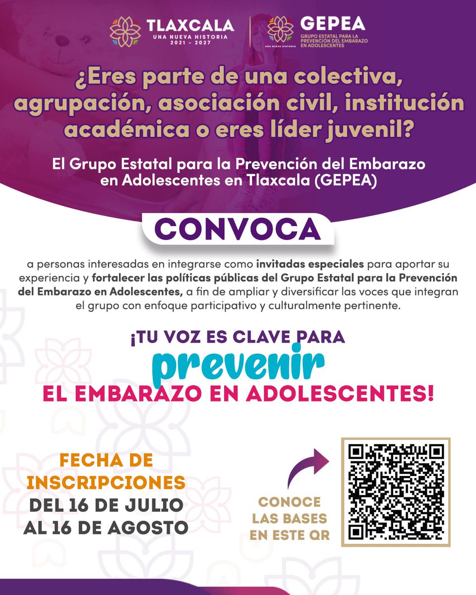 Tu voz es clave para prevenir el embarazo en adolescentes

El Grupo Estatal para la Prevención del Embarazo en Adolescentes, convoca a interesados en integrarse como invitados especiales y fortalecer las políticas públicas en la materia.

Inscripciones: 16 de julio - 16 de agosto