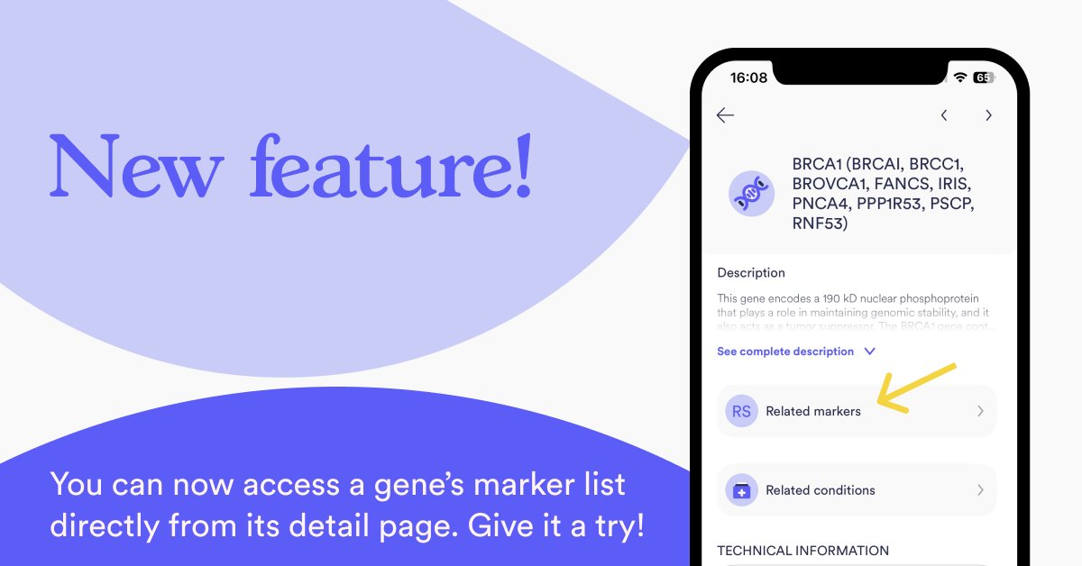 Genomapp's tweet image. We're continuously improving Genomapp. Based on your feedback, we've simplified access to gene markers. You can now view them all directly from the gene's detail page. Check out the new feature!