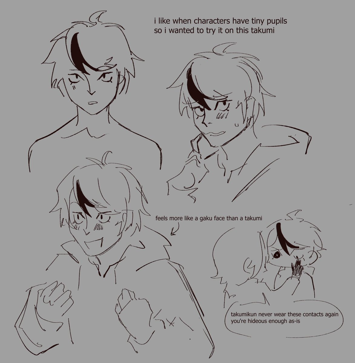 kabukeo_'s tweet image. // THL spoilers (route 0)
wanted to swap the way i drew them (sharp/round) and then the doodles i had after that