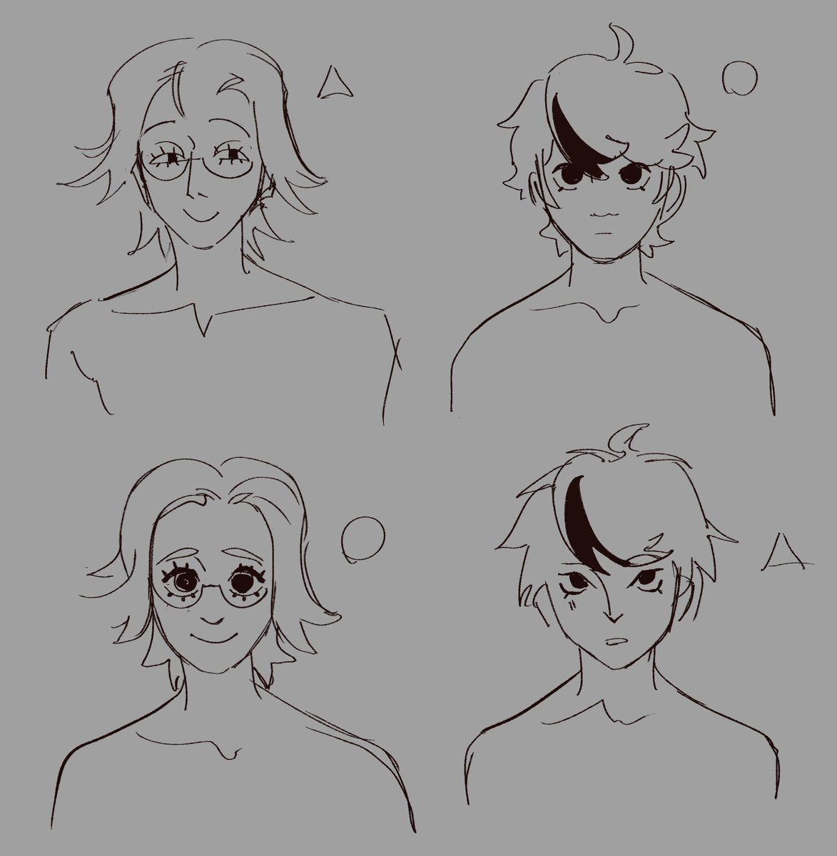 kabukeo_'s tweet image. // THL spoilers (route 0)
wanted to swap the way i drew them (sharp/round) and then the doodles i had after that