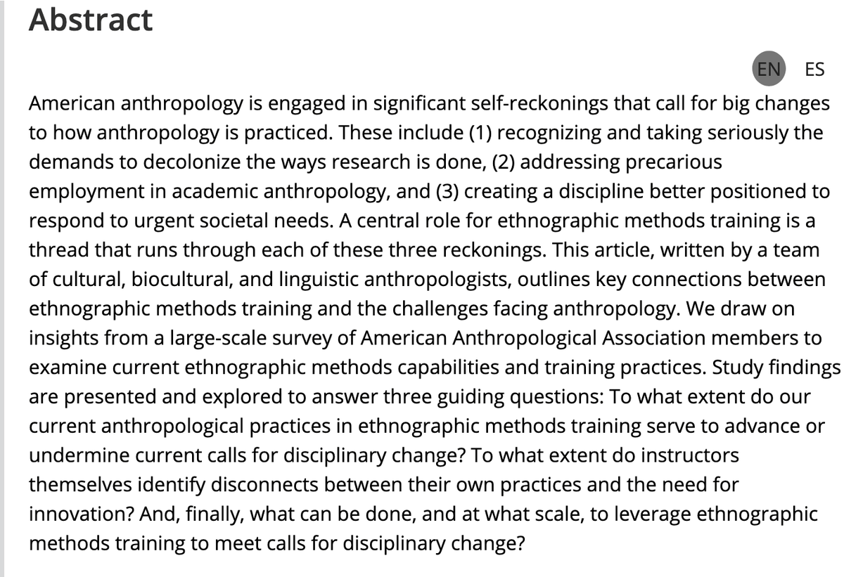 AmAnthroJournal's tweet image. We&apos;re more than halfway through 2025, so we&apos;re revisiting some of the most-read AA articles so far this year! Next is &quot;Ethnographic methods: Training norms and practices and the future of American anthropology&quot; #OpenAccess #Anthropology

anthrosource.onlinelibrary.wiley.com/doi/10.1111/am…