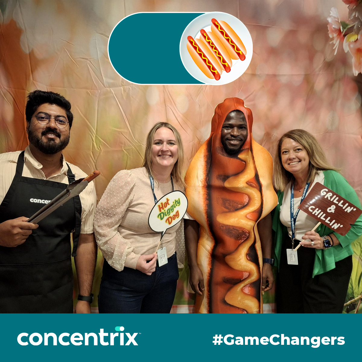 HOT “DOG” DAYS OF SUMMER! ☀️🌭 #Concentrix in Hamilton turned up the heat with a sizzling Hot Dog Buffet!🔥👨‍🍳👩‍🍳 From classic dogs to creative toppings, #GameChangers, including guests from the NA Exec. Team, came together to celebrate summer in a hot-n-tasty way!😎🌞