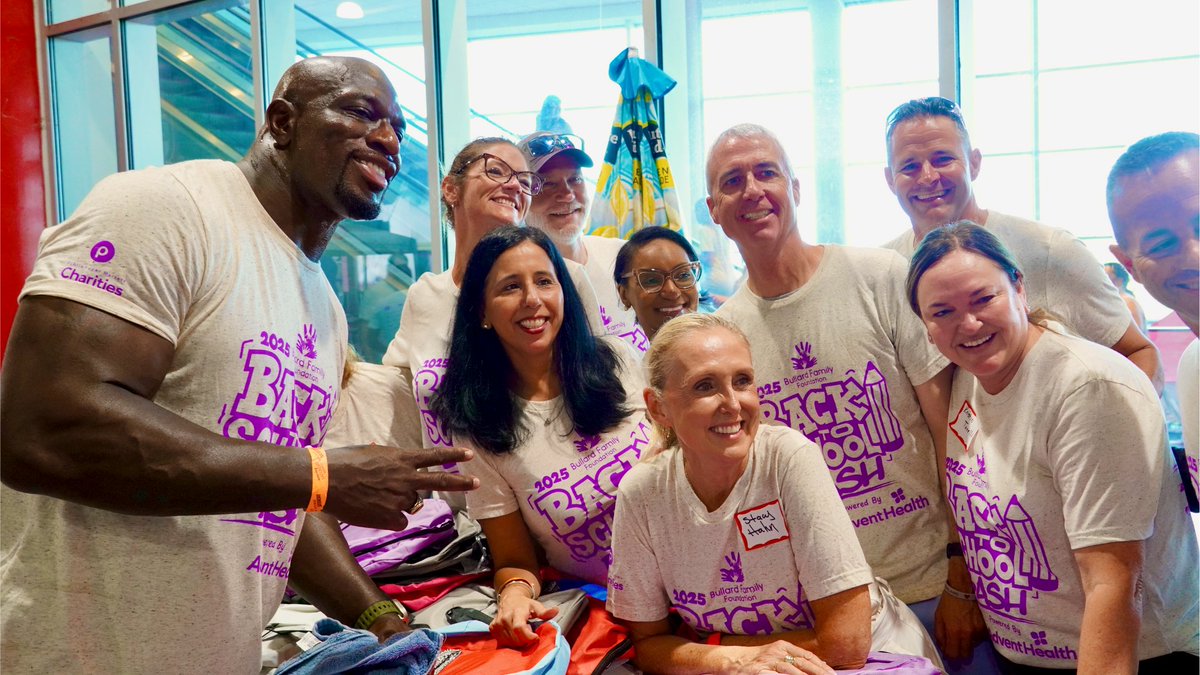 HillsboroughSch's tweet photo. HCPS board members and staff volunteered this weekend at the Bullard Family Foundation's Back to School Bash! Thank you to @TitusONeilWWE and the various community partners for distributing over 15,000 backpacks and offering important medical services to students as they gear up for the first day of school! 🎒🤩