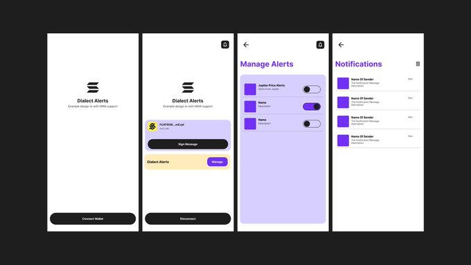 React Native dApp 界面，集成 Dialect Alerts