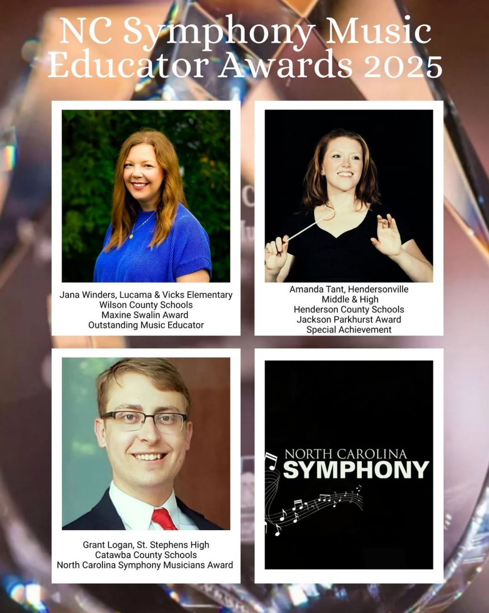 NCMEA (@ncmea) on Twitter photo Congratulations to the following North Carolina music educators who have received the 2025 <a href="/ncsymphony/">NC Symphony</a> annual Music Educator Awards:
Learn more here - buff.ly/PGHGvfo.
@ncmea @nafme <a href="/ncpublicschools/">NC Public Schools</a> #musiceducation #musicadvocacy #deia #beyondthenotes #shapingourfuture Congratulations to the following North Carolina music educators who have received the 2025 <a href="/ncsymphony/">NC Symphony</a> annual Music Educator Awards:
Learn more here - buff.ly/PGHGvfo.
@ncmea @nafme <a href="/ncpublicschools/">NC Public Schools</a> #musiceducation #musicadvocacy #deia #beyondthenotes #shapingourfuture