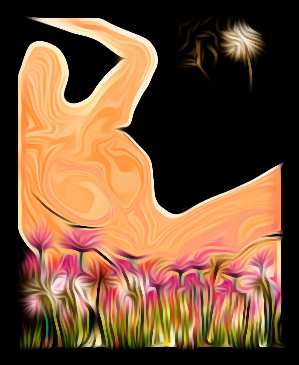 Natural Beauty 
$15xtz 
Digital Painting Description

#SkurpyArtContest 
#Digital Painting 
In this dreamscape, the body becomes one with the earth—fluid, free, and unbound. The figure, carved from sunlight and swirls of emotion, rises from a garden of blooming wildflowers,