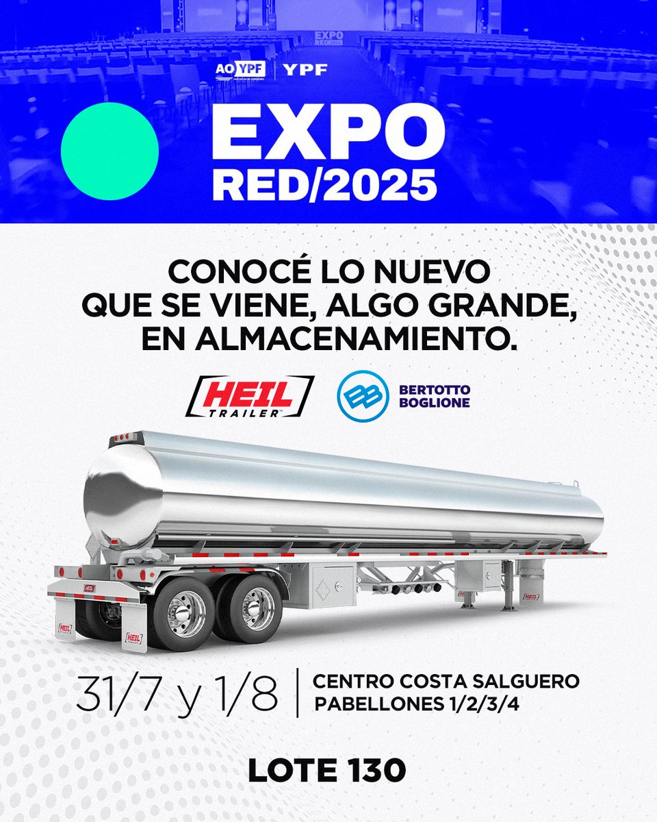 ¿Querés conocer lo último en transporte de combustibles?
En #ExpoRed estaremos presentando nuestro producto que marca un antes y un después.

Una alianza estratégica que posiciona a Bertotto Boglione como referente en Sudamérica.

#BertottoBoglione #HEIL #HEIlTrailerInternational