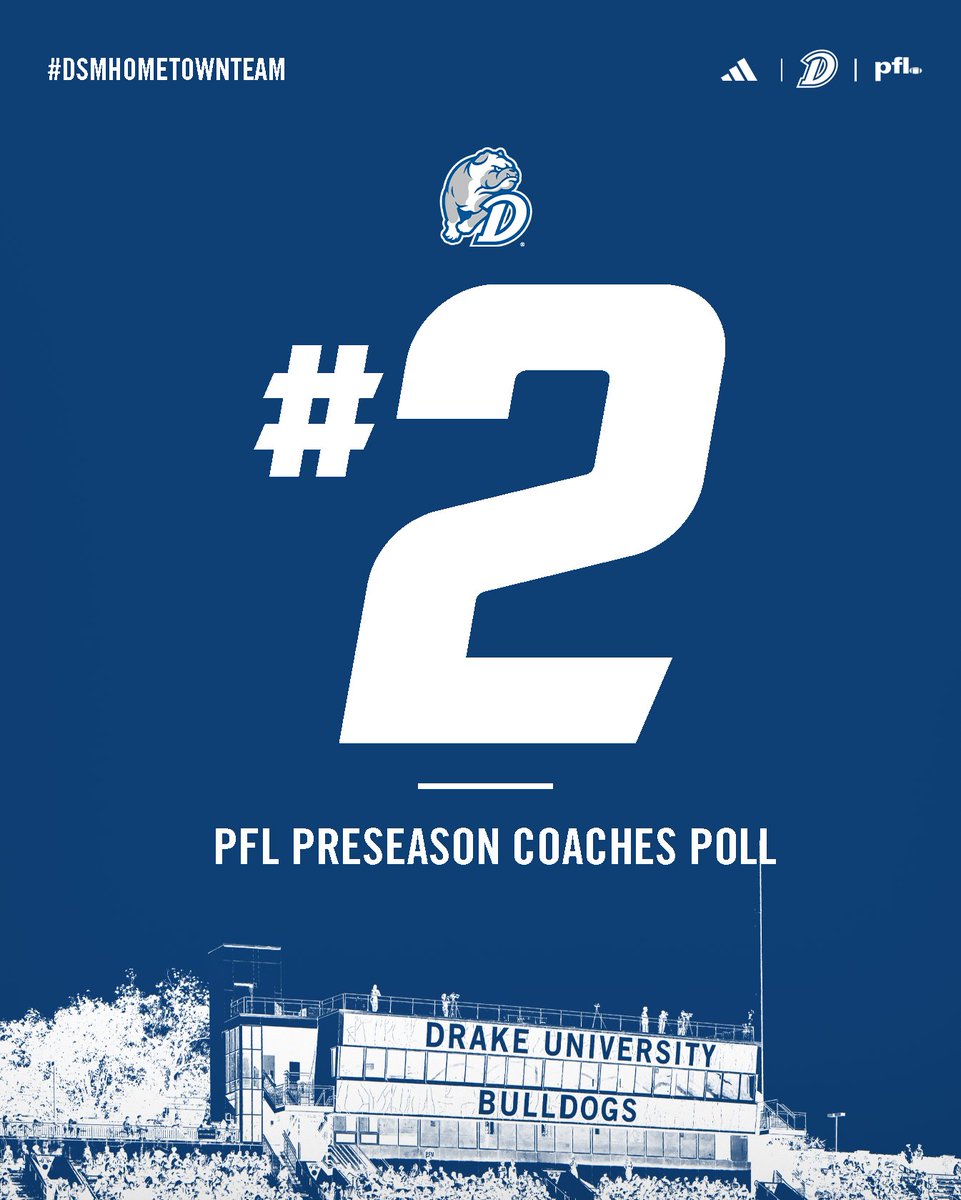 Drake Football (@drakebulldogsfb) on Twitter photo ๐ ๐๐๐๐ ๐๐
๐ ๐๐ซ๐๐ฌ๐๐๐ฌ๐จ๐ง ๐๐จ๐ฅ๐ฅ ๐
The Bulldogs land at No. 2 in the 2025 PFL Preseason Coaches' Poll.
๐ฐโก๏ธ bit.ly/4lMiUYP
#DSMHometownTeam ๐ ๐๐๐๐ ๐๐
๐ ๐๐ซ๐๐ฌ๐๐๐ฌ๐จ๐ง ๐๐จ๐ฅ๐ฅ ๐
The Bulldogs land at No. 2 in the 2025 PFL Preseason Coaches' Poll.
๐ฐโก๏ธ bit.ly/4lMiUYP
#DSMHometownTeam
