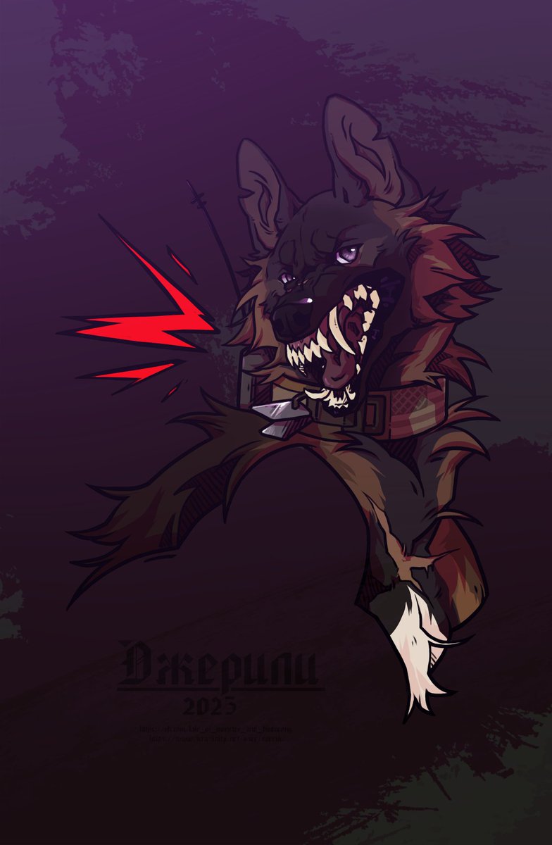 Attack on AF on julieanaroyalty 

#female #digital #art #artfight #artfight2025 #feral #animal #dog #malinois #belgianshepherd #grins #fangs #anger