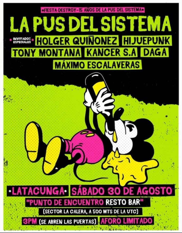 Individuo, NO banda. (@miletoec) on Twitter photo Este 30/ago Punto de Encuentro Resto Bar #Latacunga "Fiesta Destroy" juntos @la_pus_del_sistema * <a href="/hoger/">hoger</a>.quinonez.banda * <a href="/hijuepunkHP/">HP</a> * @tonymontanapunk * <a href="/Kancersa/">Kancer S.A.</a> * <a href="/daga/">Daniel Garcia</a>.oficial.ec * @maximoescalaveras en VIVO!! Este 30/ago Punto de Encuentro Resto Bar #Latacunga "Fiesta Destroy" juntos @la_pus_del_sistema * <a href="/hoger/">hoger</a>.quinonez.banda * <a href="/hijuepunkHP/">HP</a> * @tonymontanapunk * <a href="/Kancersa/">Kancer S.A.</a> * <a href="/daga/">Daniel Garcia</a>.oficial.ec * @maximoescalaveras en VIVO!!