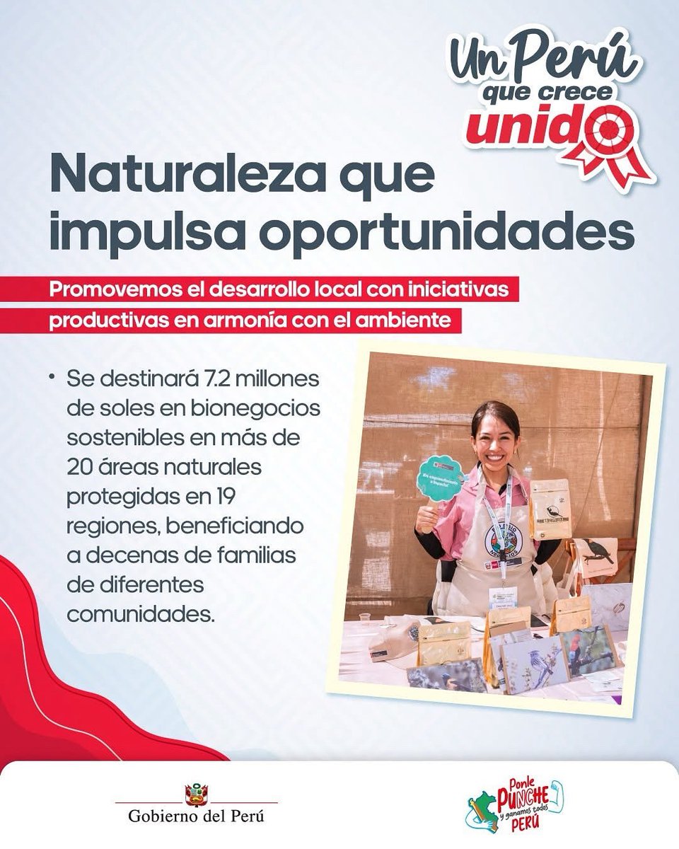 🇵🇪 Desde nuestras áreas naturales protegidas, florecen oportunidades sostenibles que transforman vidas y comunidades. ¡Impulsamos el desarrollo local con identidad y respeto por la biodiversidad! 👏👏 

#UnPerúQueCreceUnido