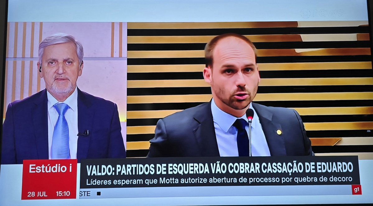 Partidos de esquerda irão cobrar de Hugo Motta a cassação do mandato do traidor da pátria Eduardo Bolsonaro.

EDUARDO BOLSONARO CASSADO JÁ