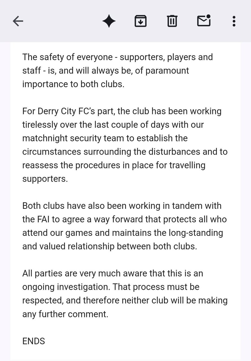 Joint statement from Bohs and Derry City after trouble before, during and after match on Friday.