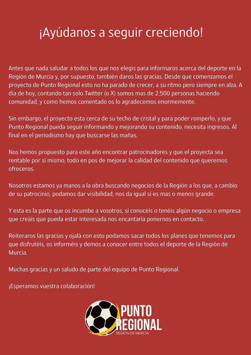 🚨 COMUNICADO OFICIAL <a href="/PuntoRegional/">Punto Regional</a>🚨

¡Ayúdanos a seguir creciendo! 👇