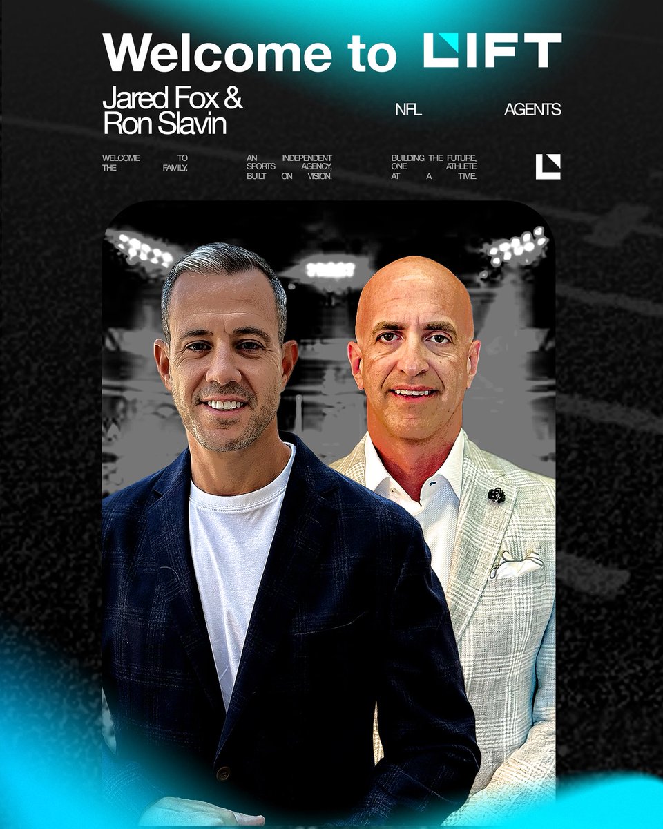 LIFTSPORTSMNGMT's tweet image. 🚨 Big moves, bigger vision. 🚨

Welcome Jared Fox &amp;amp; Ron Slavin to the LIFT family — two powerhouse NFL agents leading the charge as we officially launch our football division.

Built on trust. Backed by legacy. Focused on the future. 🏈📈
