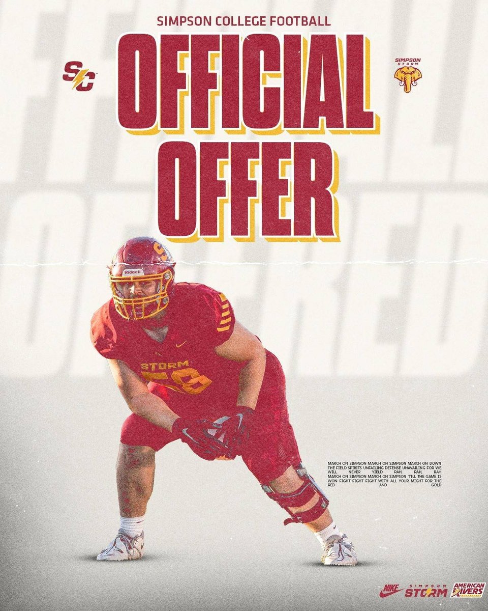 LuckySpringer75's tweet image. After an amazing call, I am extremely blessed and excited to announce that I have received an offer from Simpson College!
Roll Storm!!
@ReedHoskins @williamcarlock5 @OLCoachBoyer
@scstormfootball @EvanYabu @Coach_JRowe