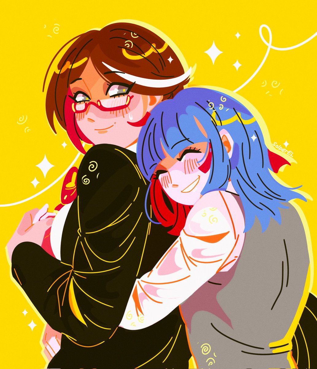 Sold1erEl's tweet image. They should hug because I said so 

#danganronpa #yuisamidare #licorne