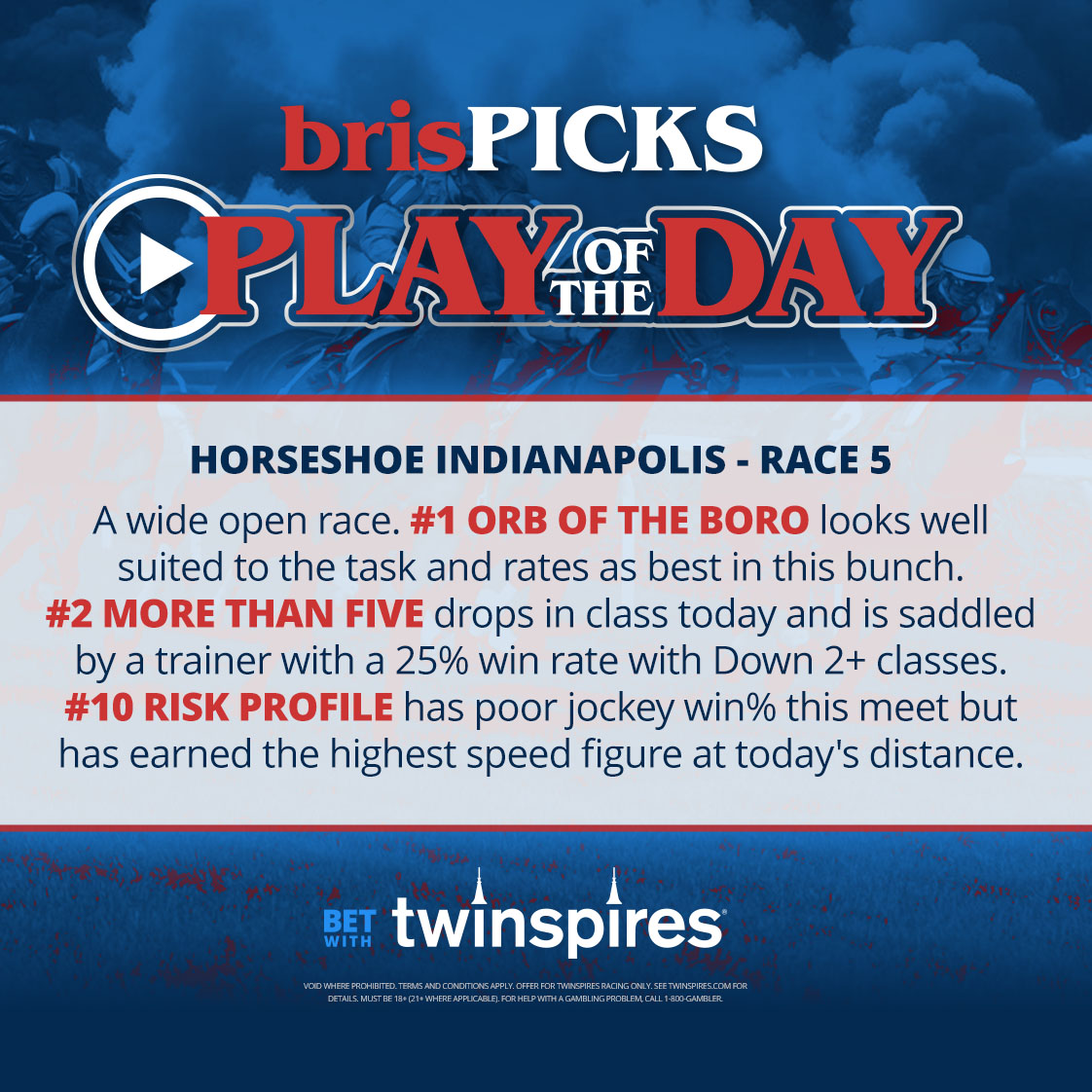 Brisnet's tweet image. .@TwinSpires has not 1, but 2️⃣ tournaments @HorseshoeIndy all day today! (spr.ly/6013fuued for more info.)
▪️$50 Horseshoe Indianapolis Challenge
▪️$160 feeder to the 8/2 Whitney KDBC/NHC Qualifier
The brisPICKS Play of the Day has you covered in Race 5. 👇