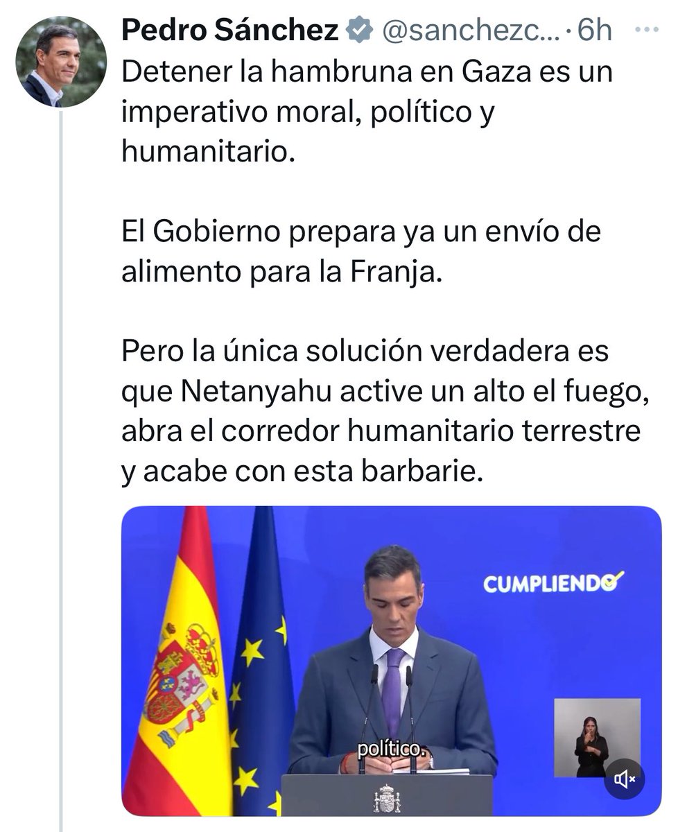 Comunidad Judía/Jewish/Jueva de Barcelona (@barcelonajudia) on Twitter photo Pau per a tothom <a href="/sanchezcastejon/">Pedro Sánchez</a>
El que està passant a Gaza és profundament dolorós. L’ajuda humanitària ha d’arribar com més aviat a qui la necessita. Però no podem oblidar una veritat essencial: Hamàs té el poder de posar fi a aquest patiment.
Alliberar els ostatges és el Pau per a tothom <a href="/sanchezcastejon/">Pedro Sánchez</a>
El que està passant a Gaza és profundament dolorós. L’ajuda humanitària ha d’arribar com més aviat a qui la necessita. Però no podem oblidar una veritat essencial: Hamàs té el poder de posar fi a aquest patiment.
Alliberar els ostatges és el