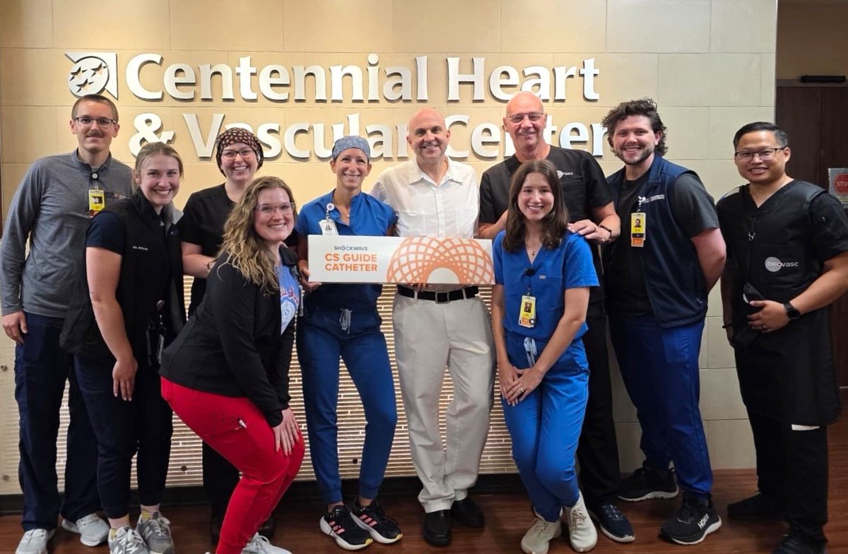 Congratulations to Dr Brian Jefferson and the team at Tristar HCA Hospital in Nashville, TN for performing the 1st two cases worldwide with the new Shockwave CS Guide Catheter! The two single arm cases were performed as part of the COSIRA II trial and the new guide catheter