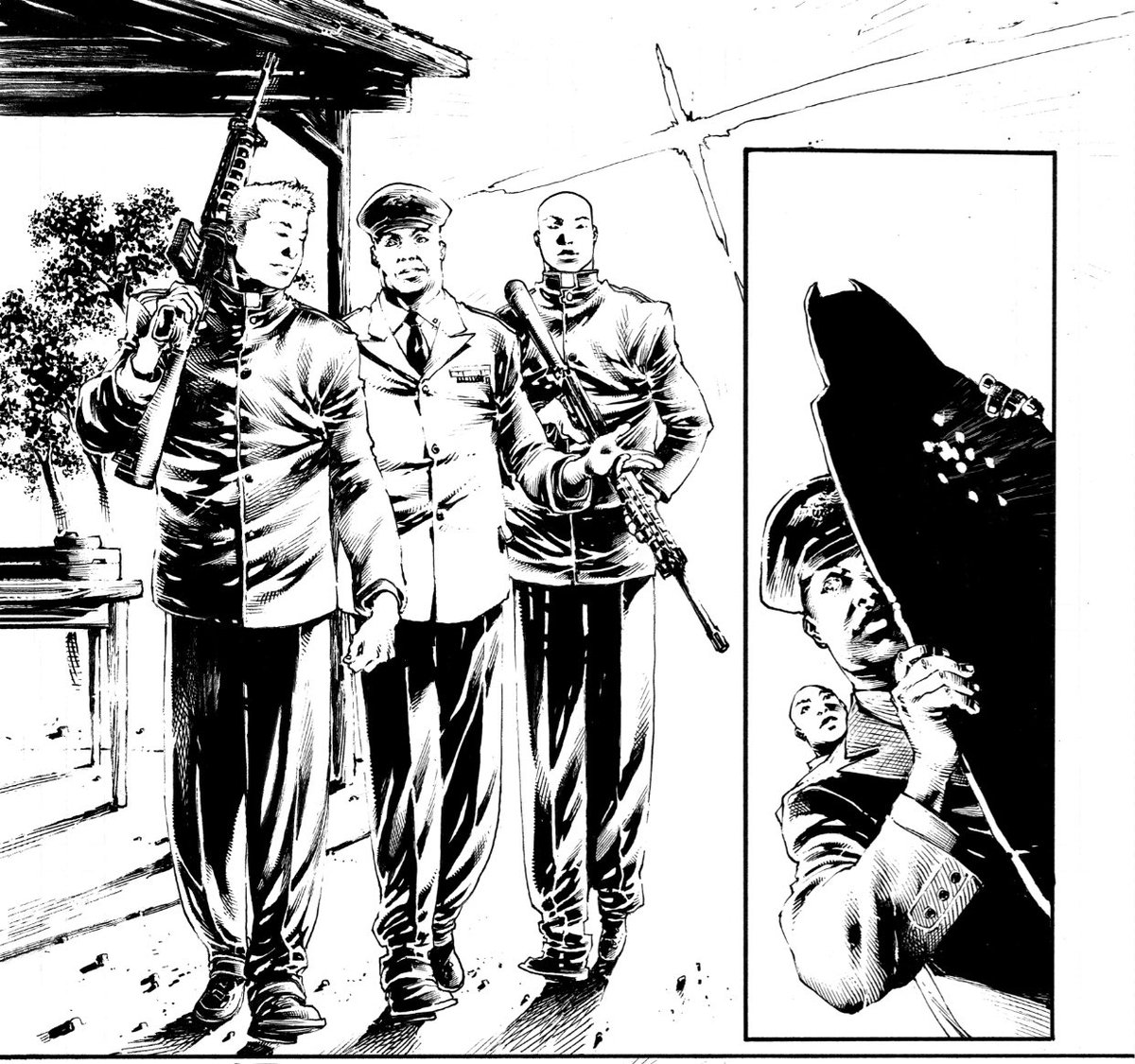 Additional Soulfinder, Volume 5 inks for ya courtesy of Matt Weldon. 

I shared the pencils months ago of Fr. Crane and Soulfinder 78 taking aim at demon targets at the range. I’ll share colored page down the line. 😎

Speaking of taking aim at things, I’ve got Bell County Comic
