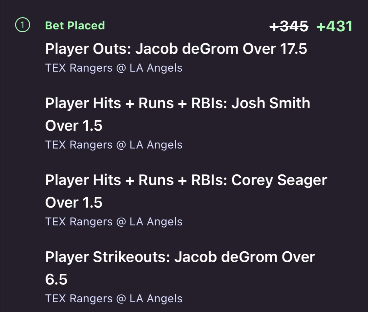Matty Chucks⚡️ (@mattychucks) on Twitter photo Rangers/Angels SGP +431 🧑🍳
Onyx has great SGP Boosts 🚀
Collab w/ <a href="/TopCheddarPicks/">Top Cheddar 🧀</a> 🧀
25% SGP Boosted to +431 🎯
See Tweet Below To Sign Up ✅⬇️ Rangers/Angels SGP +431 🧑🍳
Onyx has great SGP Boosts 🚀
Collab w/ <a href="/TopCheddarPicks/">Top Cheddar 🧀</a> 🧀
25% SGP Boosted to +431 🎯
See Tweet Below To Sign Up ✅⬇️