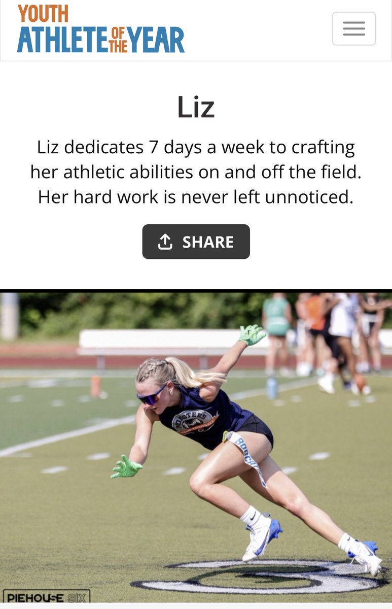 I entered a competition for Athlete Of The Year through Sports Illustrated. The winner gets $25,000 and a spread in Sports Illustrated. The person with the most votes wins! You can vote once a day. Please use the link below to vote for me! 
athleteoftheyear.org/2025/liz-3227