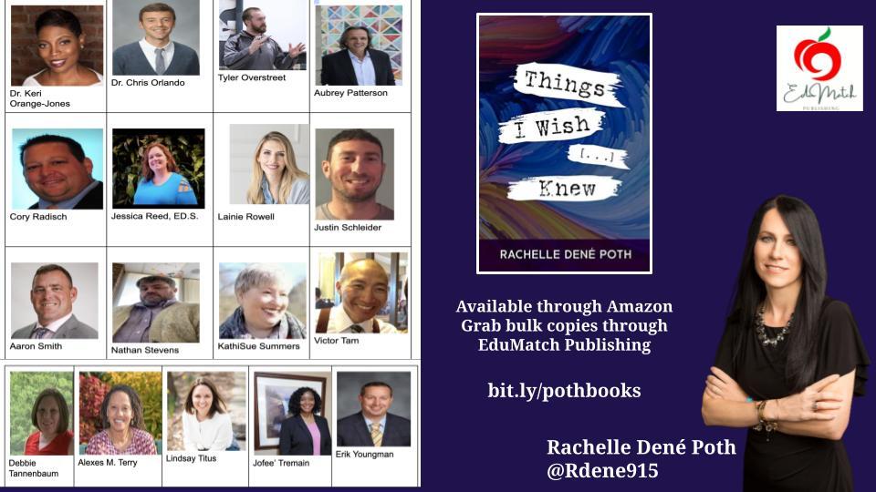 Rdene915's tweet image. Celebrate Monday! Order a copy of Things I Wish [...] Knew w/50 educator stories via @Rdene915 bit.ly/pothbooks @EduMatchbooks #education #edtech #edleaders #SEL #teaching #educators