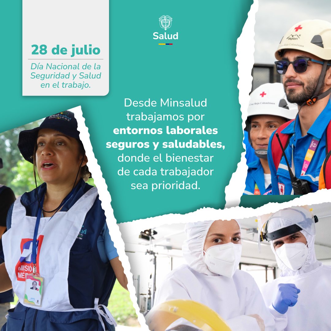 👷🏽‍♀️👨🏽‍⚕️ En el Día Nacional de la Seguridad y Salud en el Trabajo, desde el Ministerio de Salud y Protección Social reiteramos nuestro compromiso con entornos laborales seguros, saludables y dignos para todas y todos los trabajadores del país.

Promover la salud en el trabajo no solo
