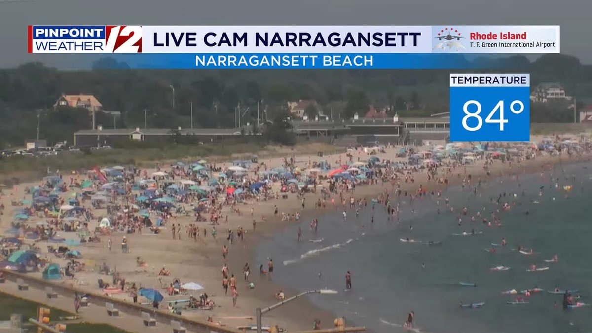 tony_tpetrarca's tweet image. Narragansett RI: Beaches busy next several days. Hottest weather arrives Tuesday with highs well into 90s. Air Quality Alert Tuesday south coast