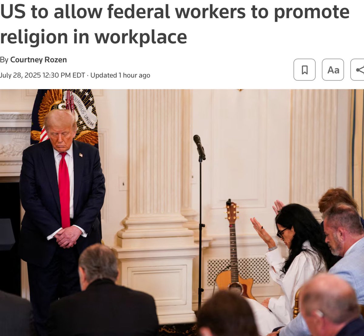 The Trump regime just handed Christian nationalists a loaded weapon: your federal workplace.

Supervisors can now preach, push prayer, and promote religion on the job—as long as it’s not called “harassment.” And who decides that? They do.

This is state-backed coercion. A purity