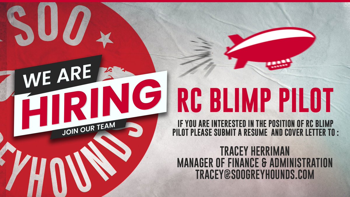 🚨WE ARE HIRING🚨
Join our Game Day Team as the RC Blimp Pilot for the 2025–26 season. Fly the skies at every home game.
APPLY NOW 📰 | chl.ca/ohl-greyhounds…