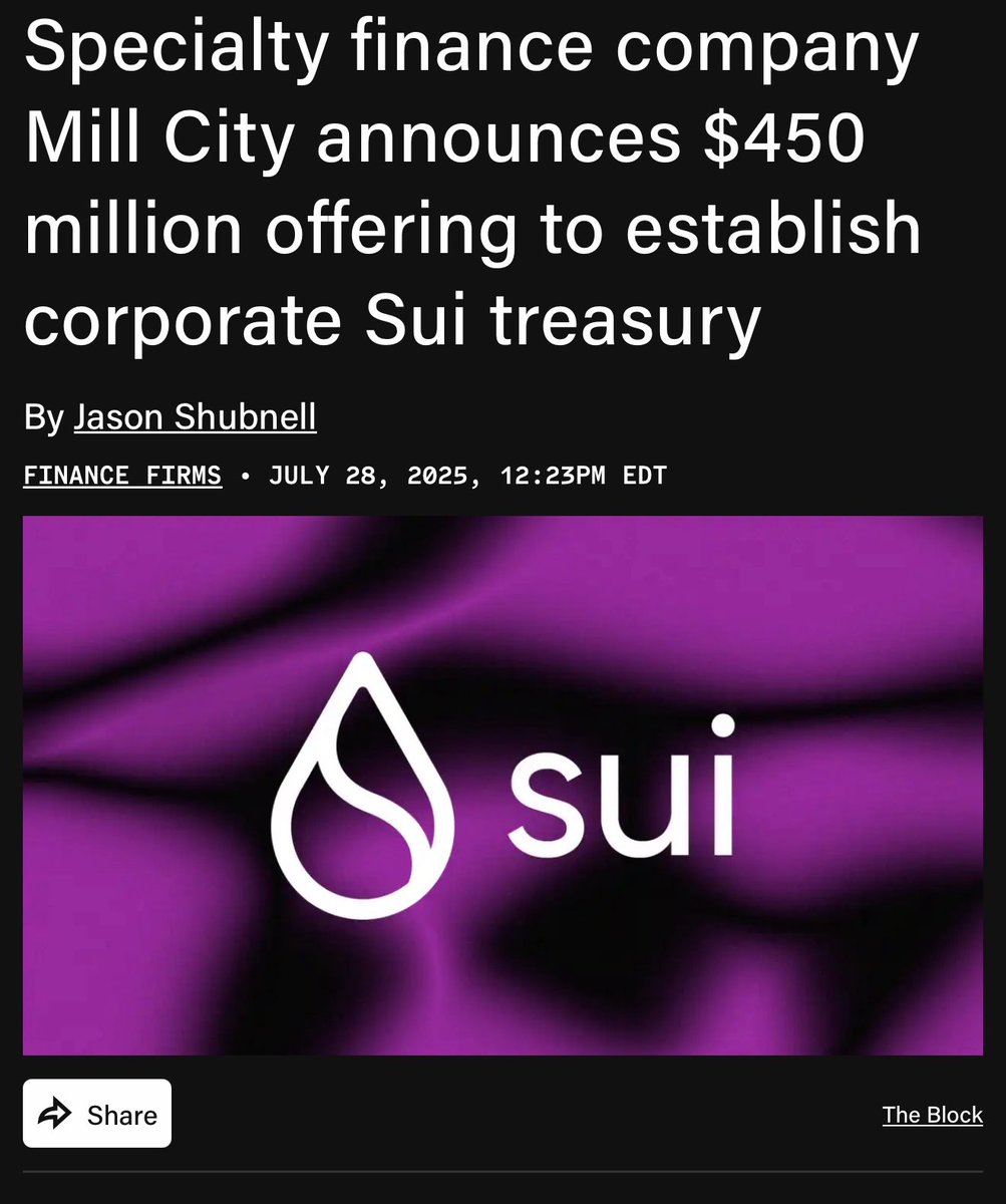 Wild day for corporate crypto treasuries:

• $1B Tron (TRX)
• $500M BNB
• $450M Sui

~$2B in new capital plans in one day.