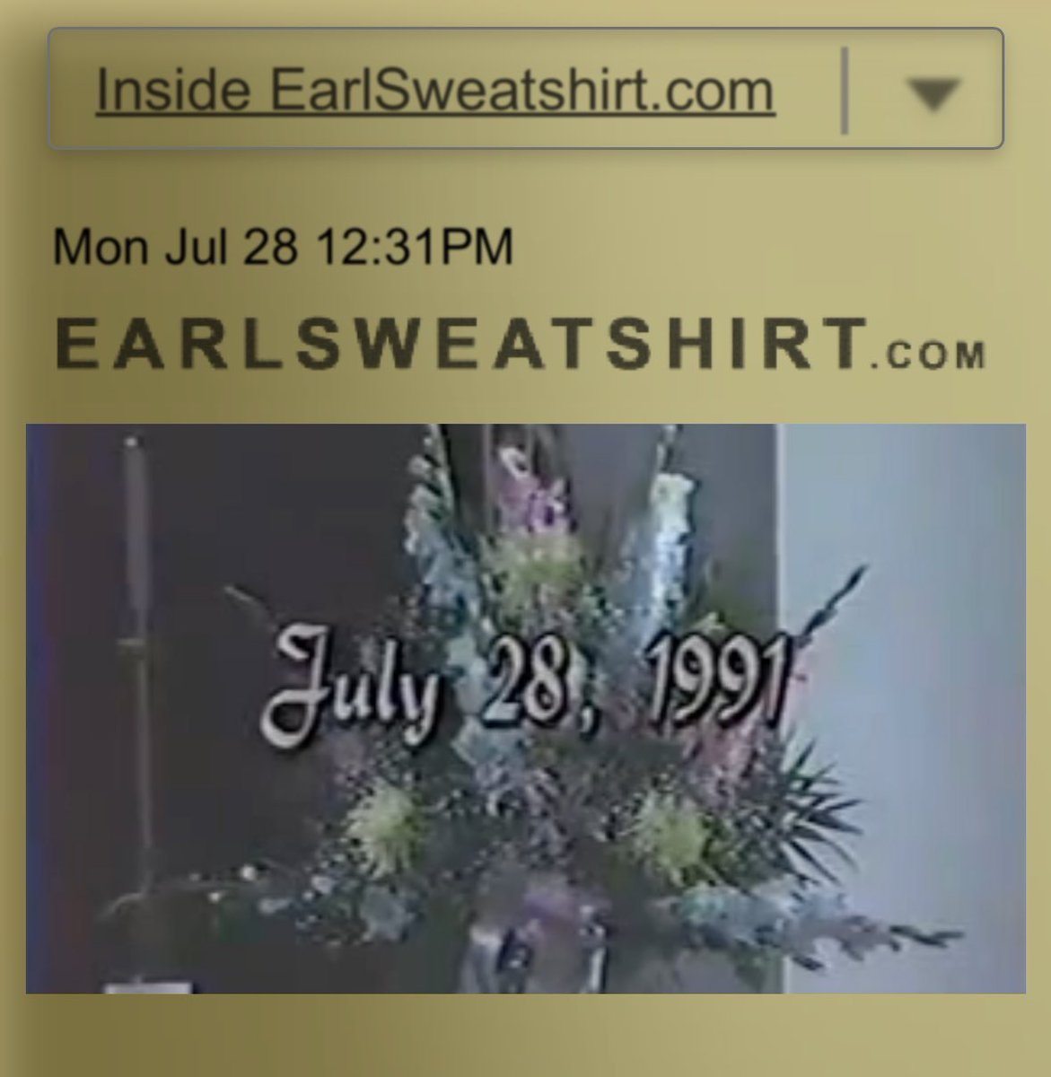 iversontalk's tweet image. earl sweatshirt publicó un link a su web en la que hay solamente un video que inicia con la fecha de hoy, que es una boda y luego una canción, de hace 17 años (recordar que el se casó hace poco)
NEW EARL OTW??