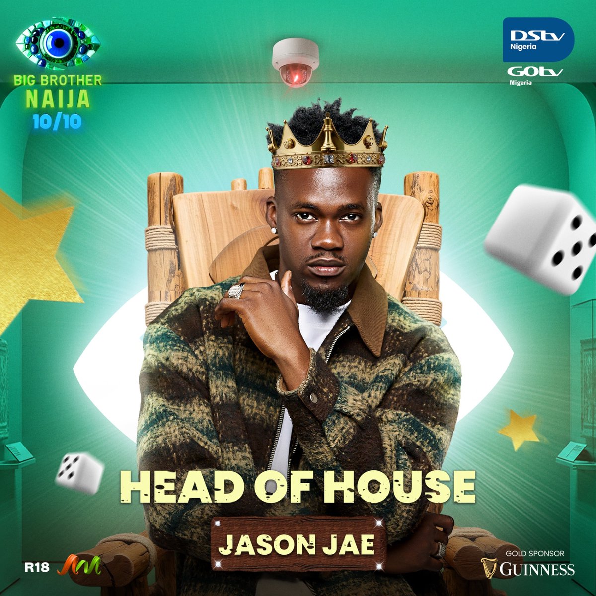 👑 Jason Jae has stepped up and claimed the crown!
Your new #BBNaija Head of House is ready to reign and shake things up.
Let the HOH era begin! 🔥 #BBNaija
<a href="/AquafinaNigeria/">Aquafina Nigeria</a> <a href="/DStvNg/">DStv Nigeria</a> <a href="/GOtvNg/">GOtv Nigeria</a>