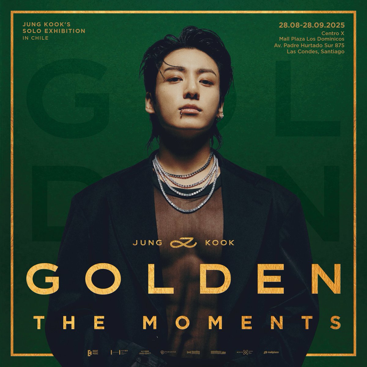 revistakoreain's tweet image. Monday Lab Latam anuncia a “GOLDEN: The Moments”, uma exposição de #JungKook (#BTS) no Chile, que trará uma experiência única com diversos conteúdos exclusivos do artista.
O evento acontecerá entre os dias 28 de agosto a 28 de setembro, no Centro X, en Mall Plaza Los Dominicos,…