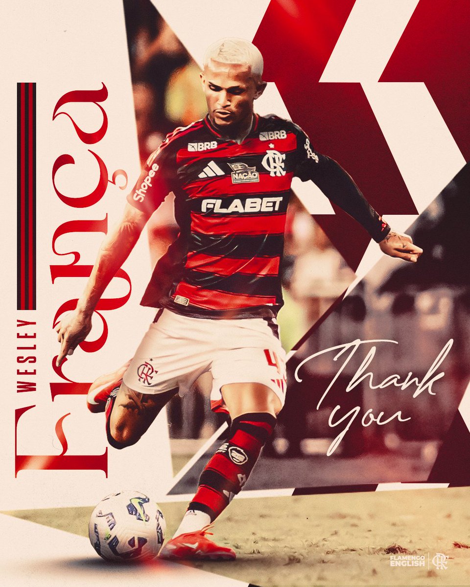 Flamengo_en's tweet photo. Thank you for everything, Cria! Wesley has joined AS Roma on a permanent transfer ❤️🖤 https://t.co/mBSgh9OseT