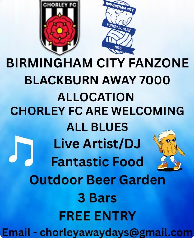 Chorley awaydays (@chorleyawaydays) on Twitter photo Get in Contact now and gain FREE ENTRY to these fantastic events
chorleyawaydays@gmail.com ✍️
#Wafc #tics🔵⚪
#kro #bcfc 🔵⚪
#utb #Boro 🔴⚪ Get in Contact now and gain FREE ENTRY to these fantastic events
chorleyawaydays@gmail.com ✍️
#Wafc #tics🔵⚪
#kro #bcfc 🔵⚪
#utb #Boro 🔴⚪