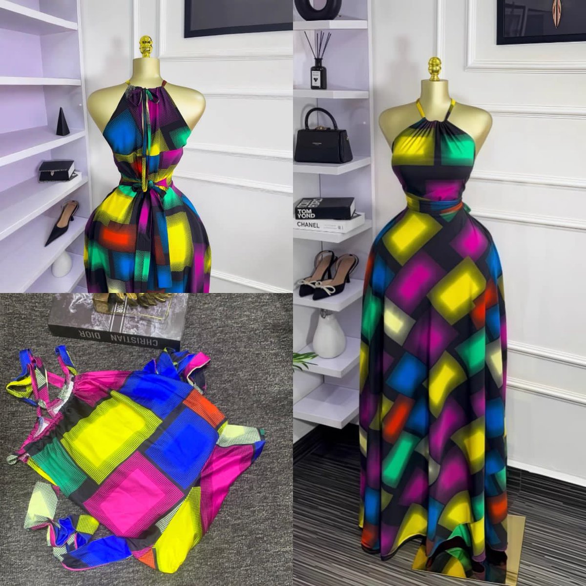 Ajokehub's tweet image. Sleeveless Halterneck Waist Tie Elegant Dress 👗 💃💃
Size: L XL XXL
Price:42,000
#BBNaija10
#BBNaijaseason10
#BLACKPINK_DEADLINE