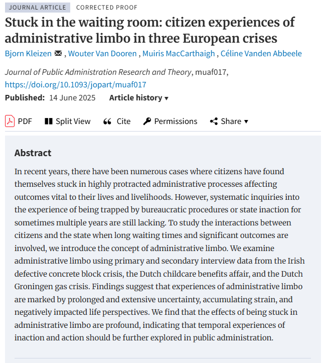 'Stuck in the waiting room'  this is how new international peer reviewed research from <a href="/BjornKleizen/">Bjorn Kleizen</a> defines citizens waiting on government schemes to fix housing defects in Europe including Irish defective concrete.  Having a scheme is one thing, having one that works is another